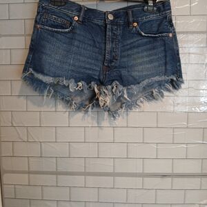 Free People Denim Distressed Short Shorts Sz 27
